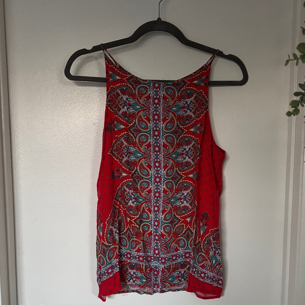 Renee C. Red Paisley Tank Top